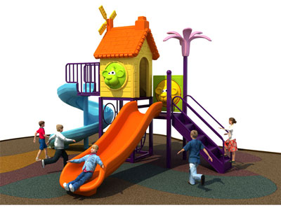 Outdoor Playhouse with Slide and Swing SJW-009